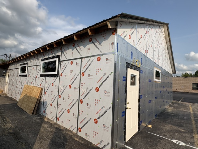 Exterior insulation placed