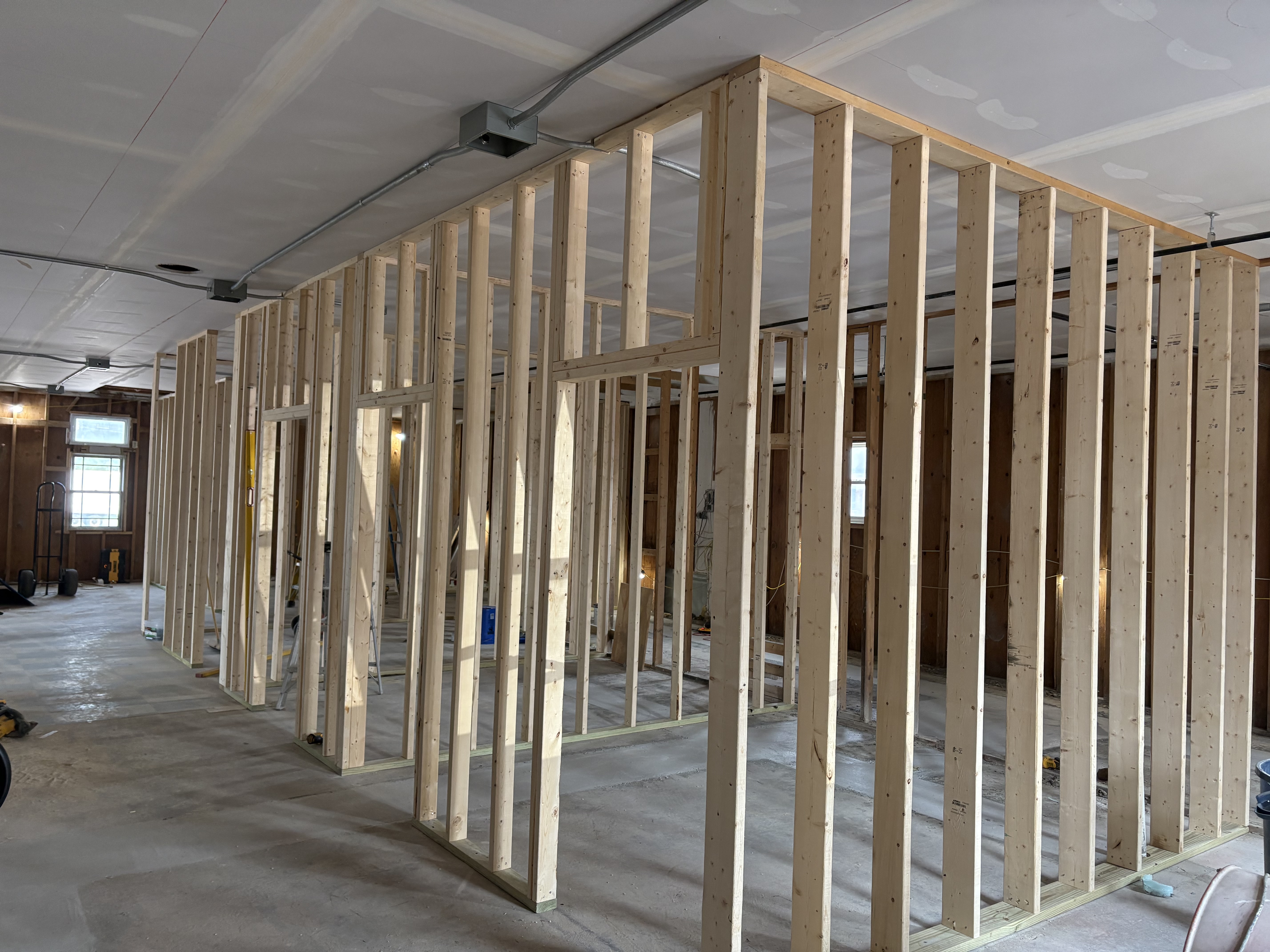 Walls are being framed for each room