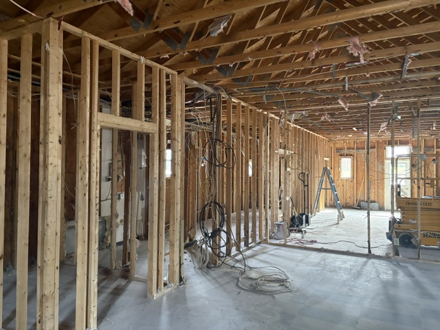 Ceiling, insulation, floor all removed and walls open